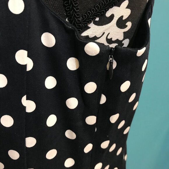 Ralph Lauren Polka Dot Woman's Dress EUC Rockabilly Size 12 Black & White Retro - Picture 9 of 16